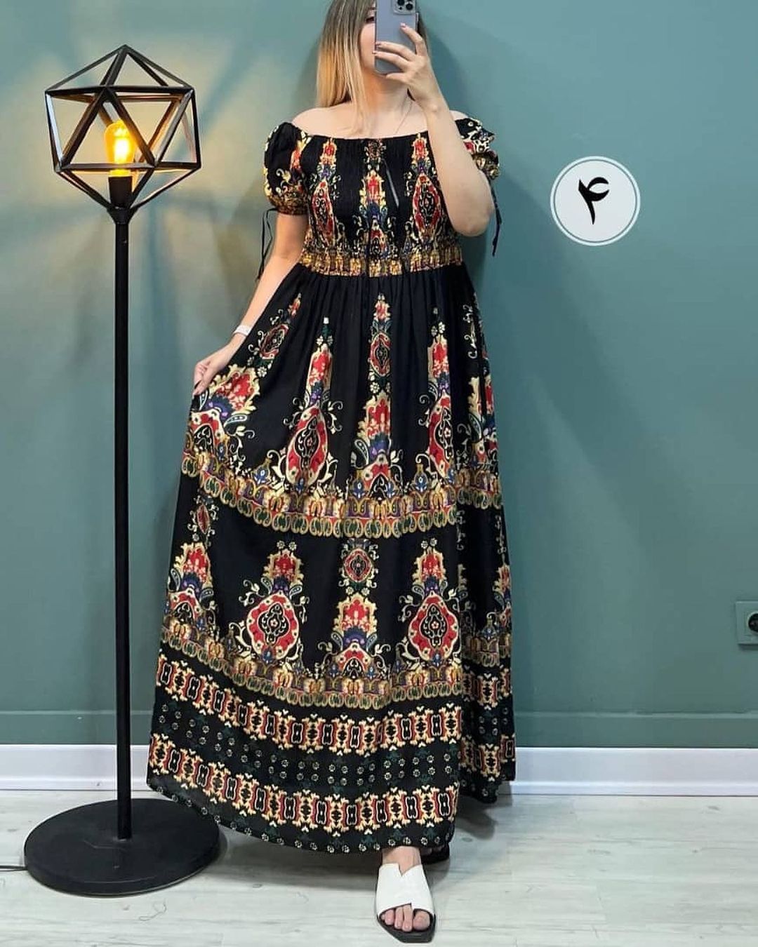 Women's Off-Shoulder Floral Printed Rayon Fit & Flare Maxi Dress – Stylish Nightwear & Beachwear